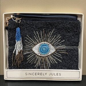 Sincerely Jules | Beaded Evil Eye 🪬 Wristlet/Wallet/Make-Up Bag